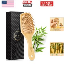 Bamboo Paddle Hairbrush with Bamboo Bristles for Massaging Scalp
