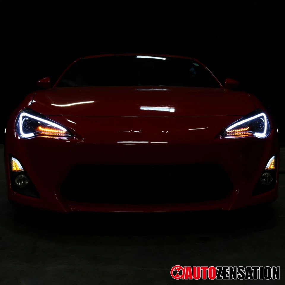 Fit 2012-2016 Scion FR-S Slick Black LED Tube Projector Headlights Halogen Lamps Foto 2 de 4