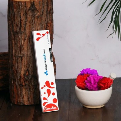 Carnation Incense 8'' inch 10 Sticks Pack: 1 pack