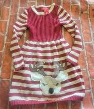 Jingle & Joy Girls Sweater Dress Sz 6 5/6 Nwot Deer