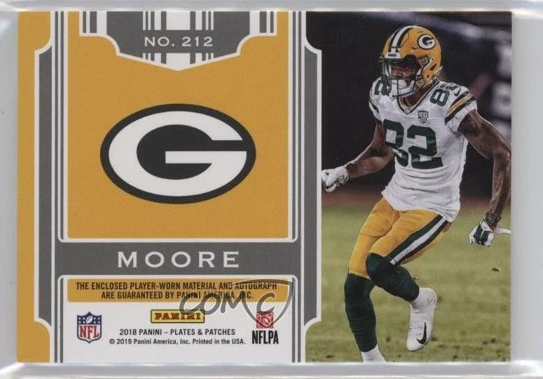 2018 Panini Plates & Patches /99 J'Mon Moore #212 RPA Rookie Patch Auto RC - Image 2 of 2