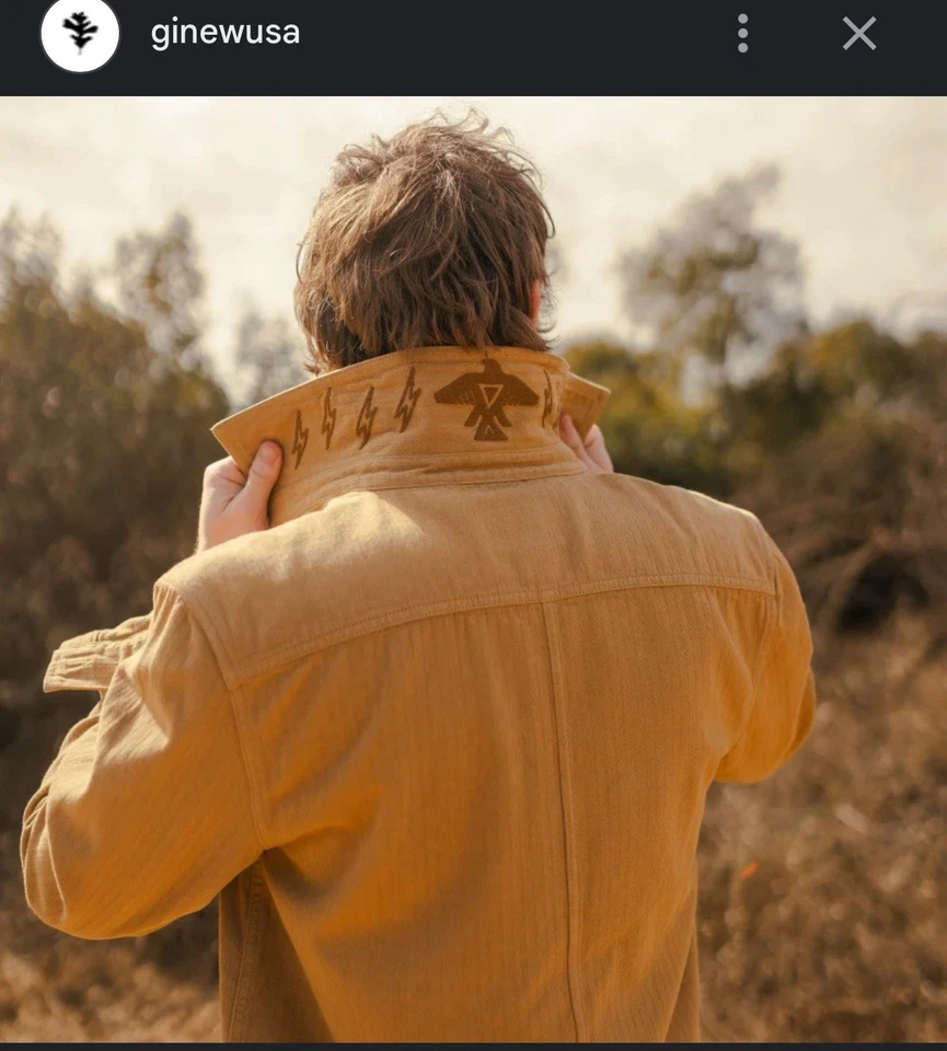 Ginew Canvas Barn Jacket Khaki Tan Brown Herringbone Size Small Long Sleeve - Image 3 of 4