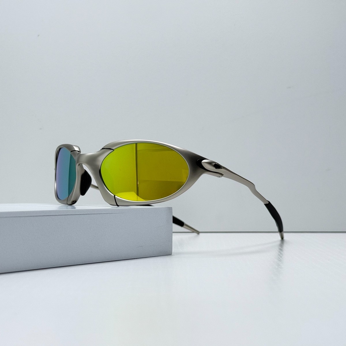 Oakley Romeo X-Metal Sunglasses Silver Frame Bright Yellow