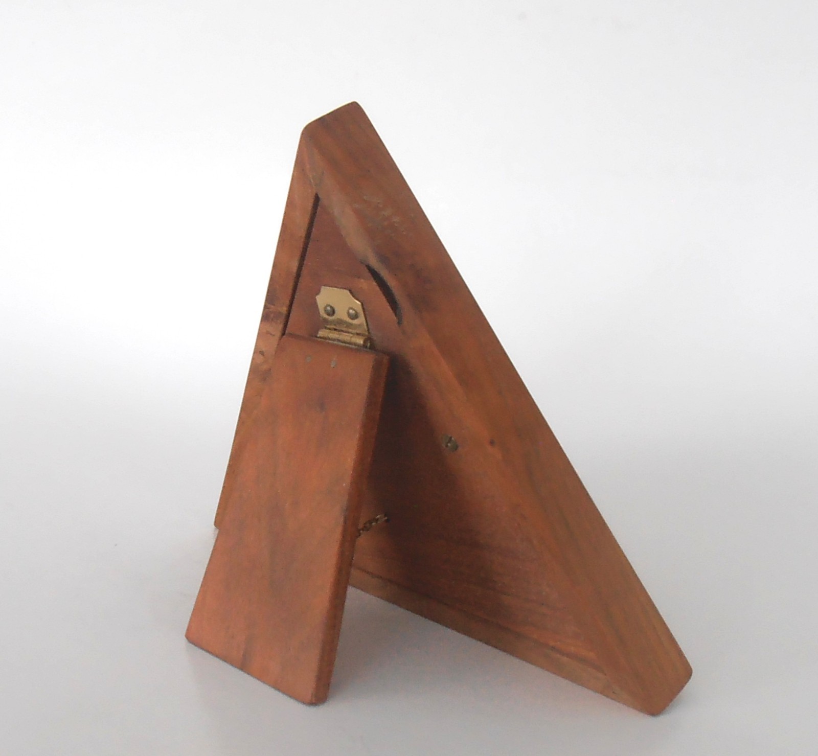 Triangular pocket watch holder, walnut with piano… - image 2