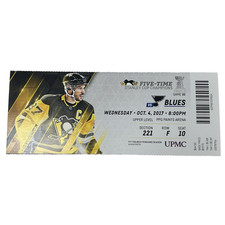 Tage Thompson Vince Dunn NHL Debut Ticket 10/4/17 Blues Penguins Banner Raising