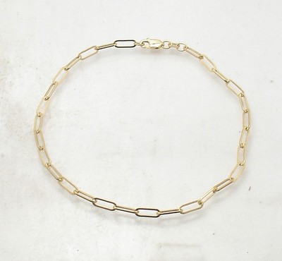 3.3mm Polished Oval Paperclip Ankle Bracelet Anklet Real Solid 14K Yellow Gold