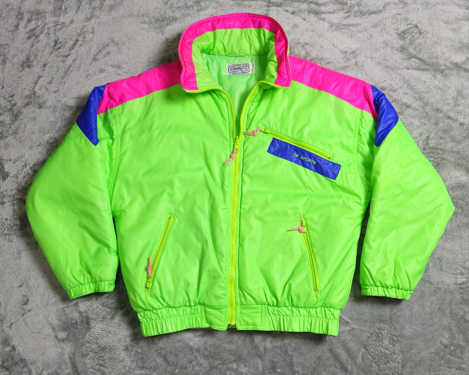 Vintage 90s CB Sports Neon Green, Pink, and Purple Color Blo