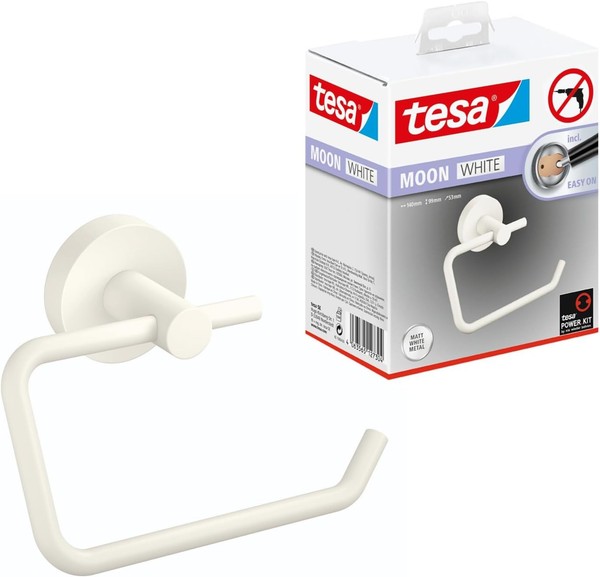 Tesa Moon White Toilettenpapierhalter Matt Weiß 140 X 99 X 53 Mm Bohrfrei-image