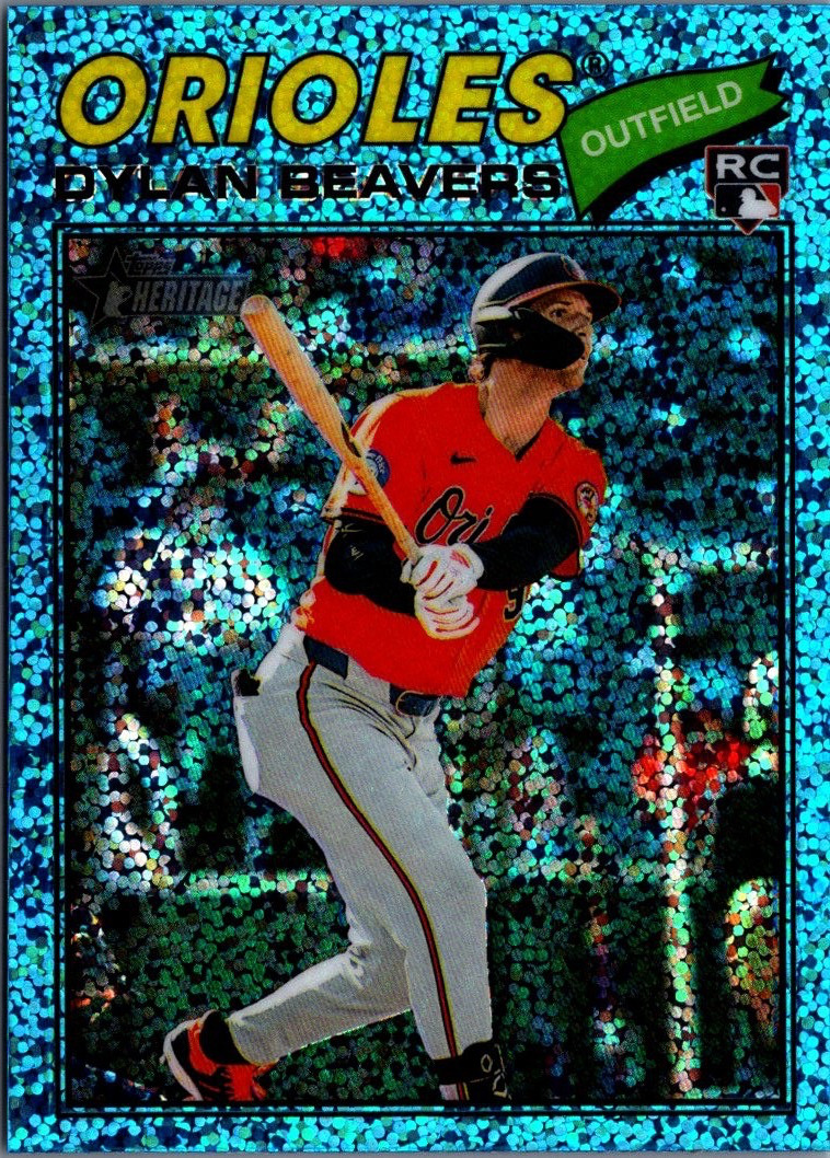 2026 Topps Heritage Chrome Light Blue Sparkle Refractors #48 Dylan Beavers RC
