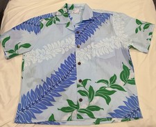 VTG Hawaiian Button-Up Shirt Leaves Floral Print Made In Hawaii Men's Medium USA