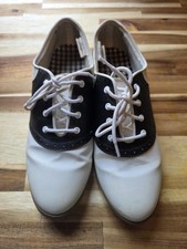 Vintage 90s PREDICTIONS Women's 10 SADDLE SHOES Retro 1950's Oxford Black White