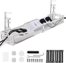 Under Desk Cable Management Box - No-Drill Cord and Wire Organizer Tray