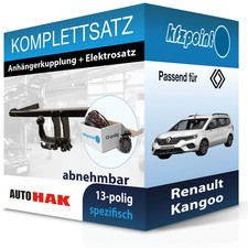 AUTO HAK Anhängekupplung abnehmbar und E-Satz 13polig für Renault Kangoo 13- AHK