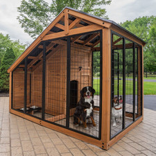 Backyard Discovery 7' x 5' Cedar Wood Dog Kennel w/ Feeding Door. FREE SHIPPING