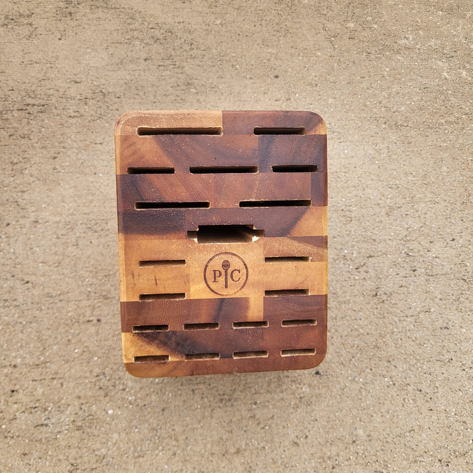 Pampered Chef Large 20 Slot Acacia Wood Knife Block Stand 1583 Good eBay