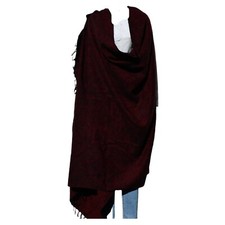 Yak Wool Blend Blanket/Throw Nepal Handmade Over-Sized  Wine  Black