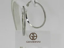 GIANI BERNINI Cubic Zirconia Medium Hoop Earrings, 1.5" Sterling Silver