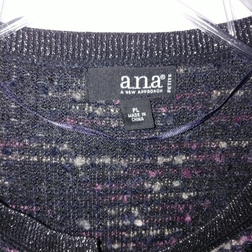 a.n.a. Slub Knit Open Cardigan Silver Trim Poly Acrylic Wool Blend Size PL - Picture 4 of 9