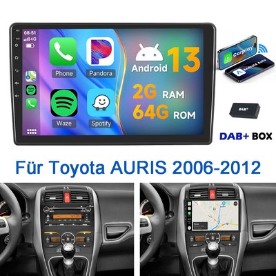 2+64GB Android 13 Autoradio Für Toyota Auris E150 2006-2012 Navi BT CarPlay +DAB