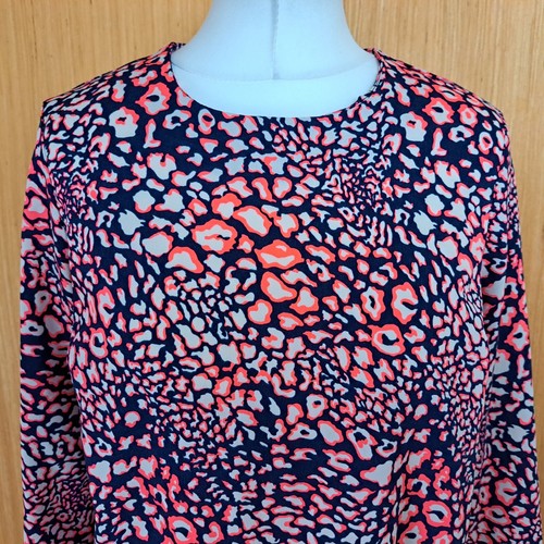 TOPSHOP Dress Blue Pink Animal Print UK 12 Long Sleeve - Picture 2 of 9