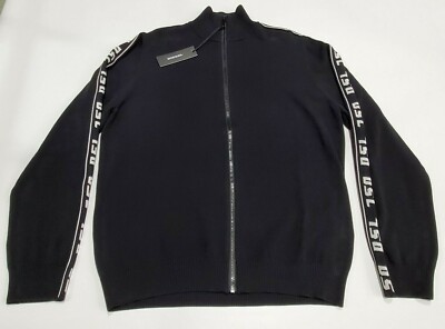 Diesel Men's XL K-Ker-A Cardigan Full Zip Sweater Logo Sleeves