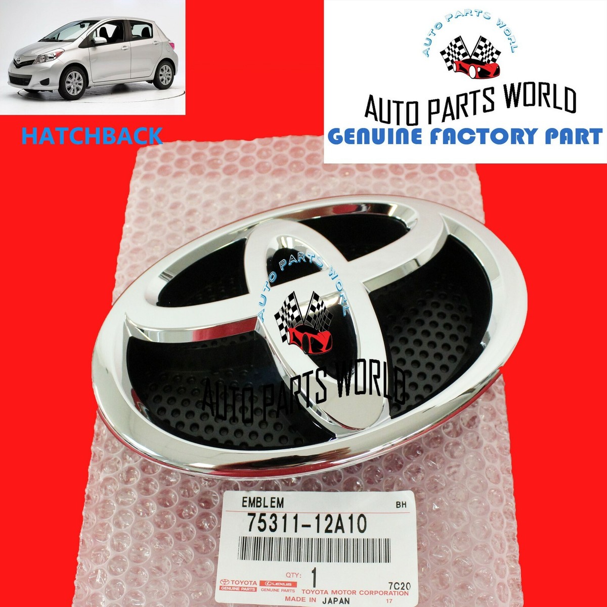 75311-12A10 - Grille Emblem - 2012-2018 Toyota Yaris | OEM 75311-12A10 - Grille Emblem - 2012-2018 Toyota Yaris | OEM
