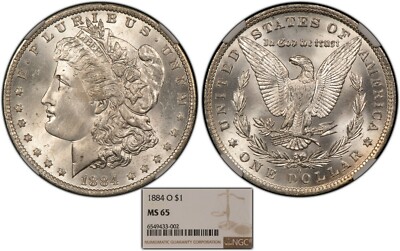 NGC MS65 1884-O モルガンダラー $1 銀貨 1884-O $1 Morgan Silver Dollar - PQ - Rusted Obverse Die - NGC MS
