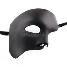 All Black Phantom of the Opera Half Face Men Masquerade Mask Costume Prom Party
