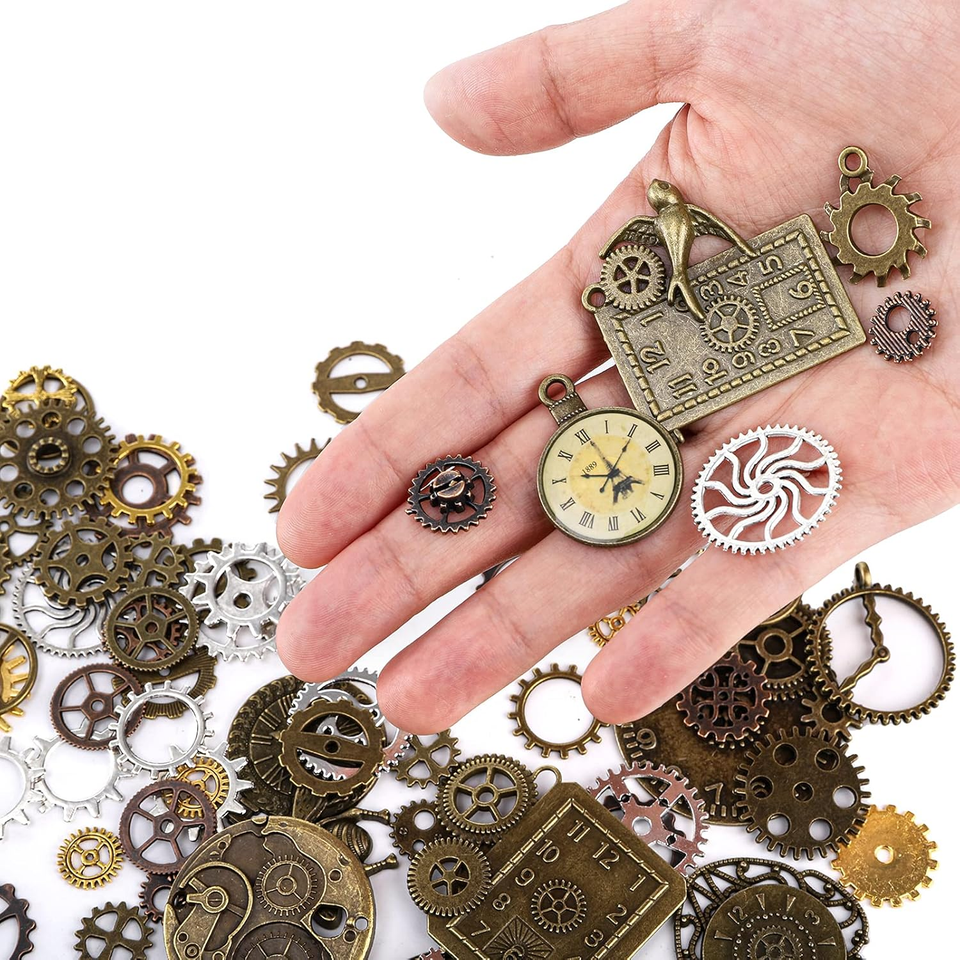 300 Gram Gears Charms, Mixed Vintage Bronze Watch Cog Wheel Set, DIY ...