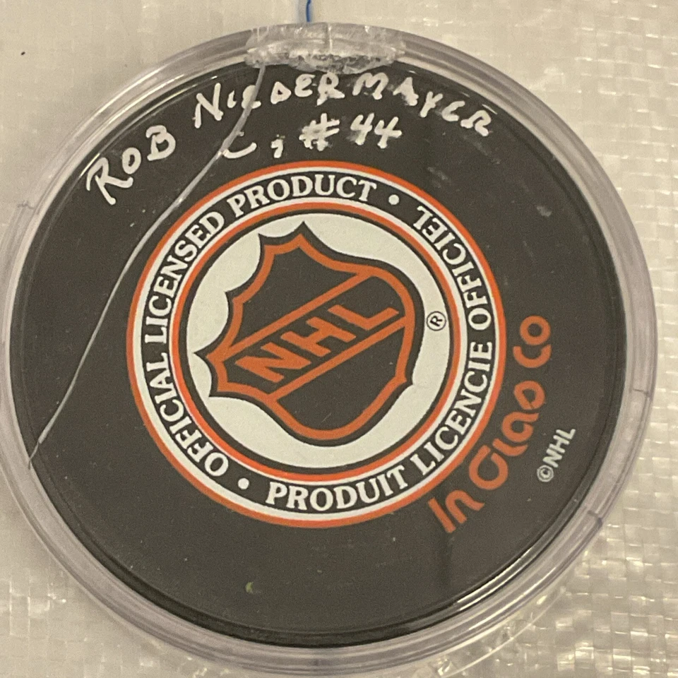 Disco Stanley Cup 1996 firmado por Rob Niedermayer Foto 2 de 3