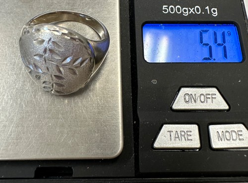 Anillo ovalado MILOR TALLA 7,25 en plata de ley cepillada con patrón grabado frondoso 5,4 g - Imagen 10 de 10