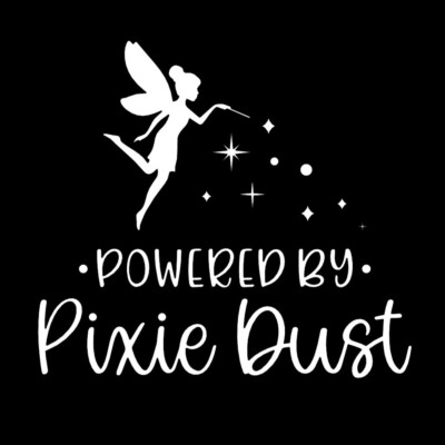 Powered By Pixie Dust niedliche Fee mystischer Autoaufkleber Vinylaufkleber Laptop 6 Zoll