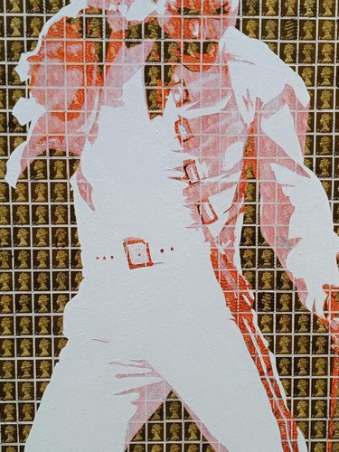 RARO ORIGINALE GARY HOGBEN Rock you Freddie mercury regina della band QUADRO FRANCOBOLLO - Foto 2 di 3
