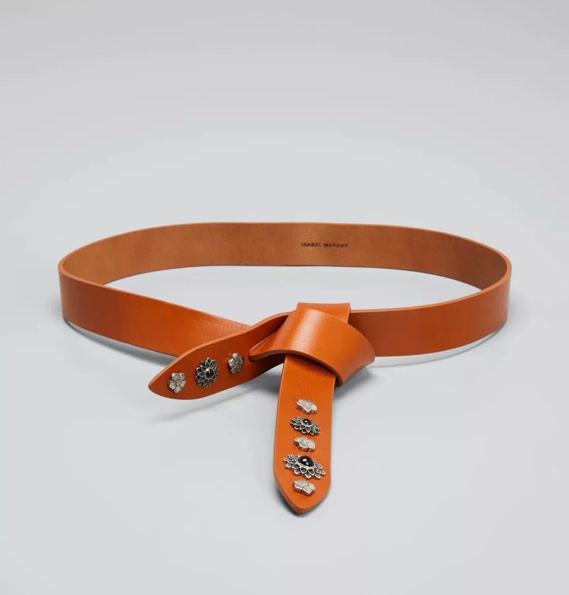 ISABEL MARANT Lecce Floral Studded Leather Belt Natural Tan Size