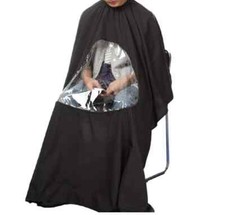Barber Hair Cutting Cape w/ Viewing Window Salon Styling Drape for Clients