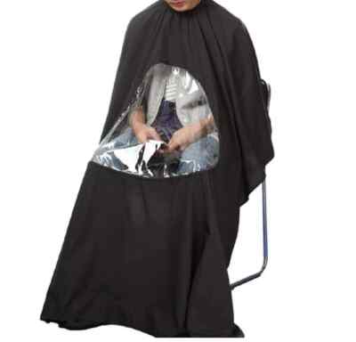 Barber Hair Cutting Cape w/ Viewing Window   Salon Styling Drape for Clients