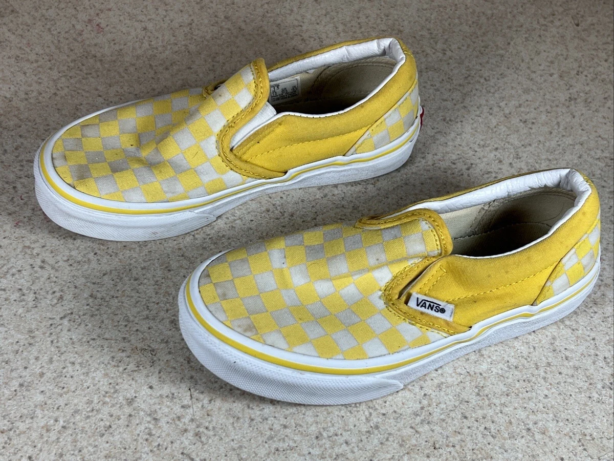 Girls yellow checkered vans online