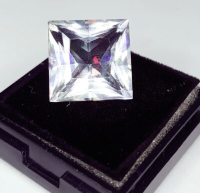 10,72 ct loser Edelstein Mystic Quarz zertifiziert transparent Prinzessform E...