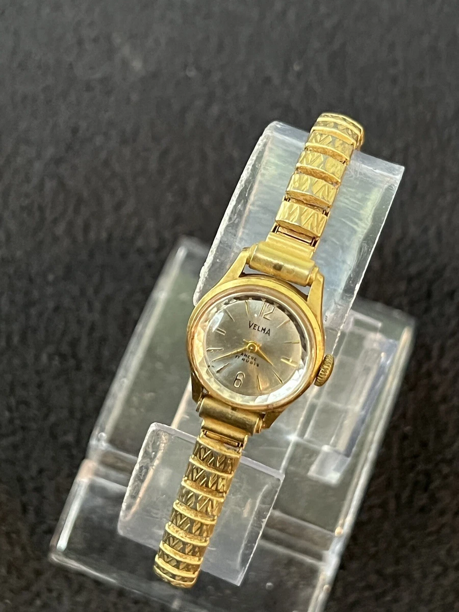 VELMA ancre 17 rubis Swiss made ladies watch mirror cut design Manual winding