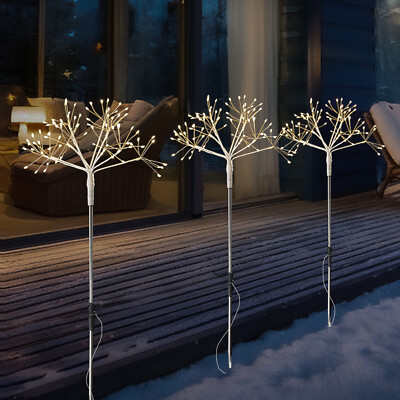 LED Gartenstecker Feuerwerk Dekostäbe Pusteblume Firework Leuchtstäbe 3er Set