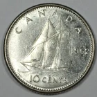 1962 Canada 10 Cents - Elizabeth II - About Uncirculated (AU) KM#51 Silver -5683