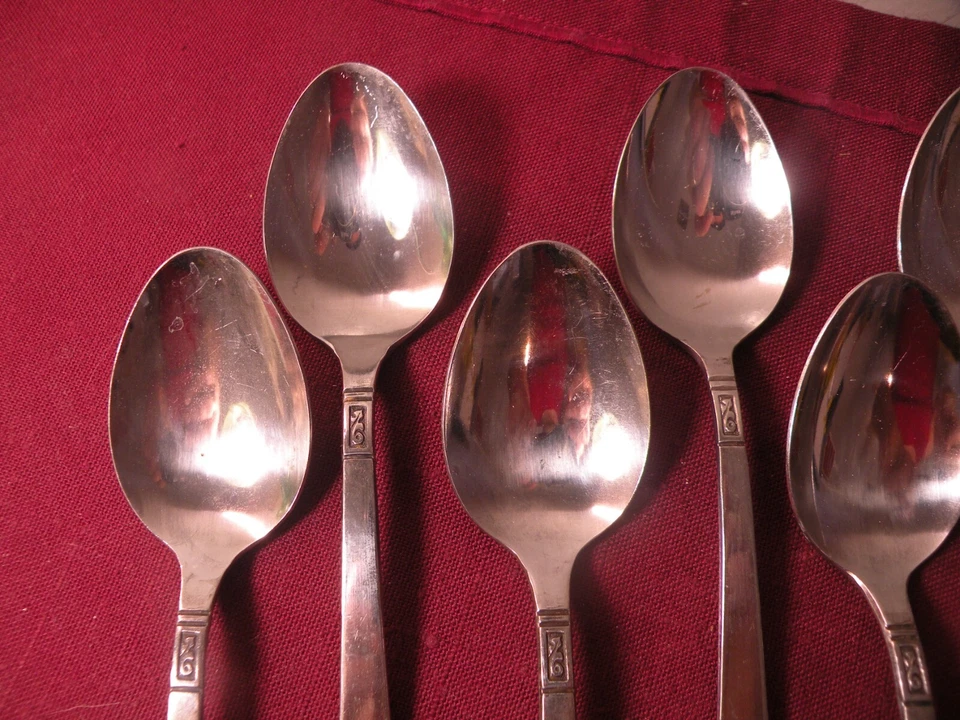 Set Of 7 Teaspoons Ekco Santa Clara Stainless Flatware 6 1/8" - Image 2 of 4