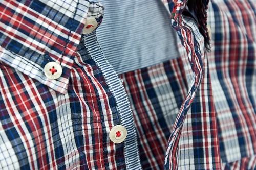 Lonsdale Button Down Short Sleeve Shirt Red White Blue Shirt Slim-Fit SMALL Rare - Picture 4 of 9