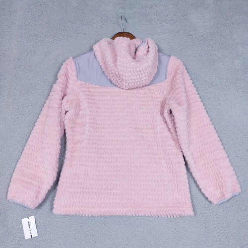 DKNY Sport Jacket Girls Large (14/16) Mauve Faux Fur Ribbed Teddy Full Zip NWT - Picture 2 of 13