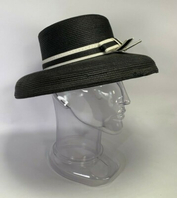 Arlin Black Straw Sun Hat with Bow Downward Brim