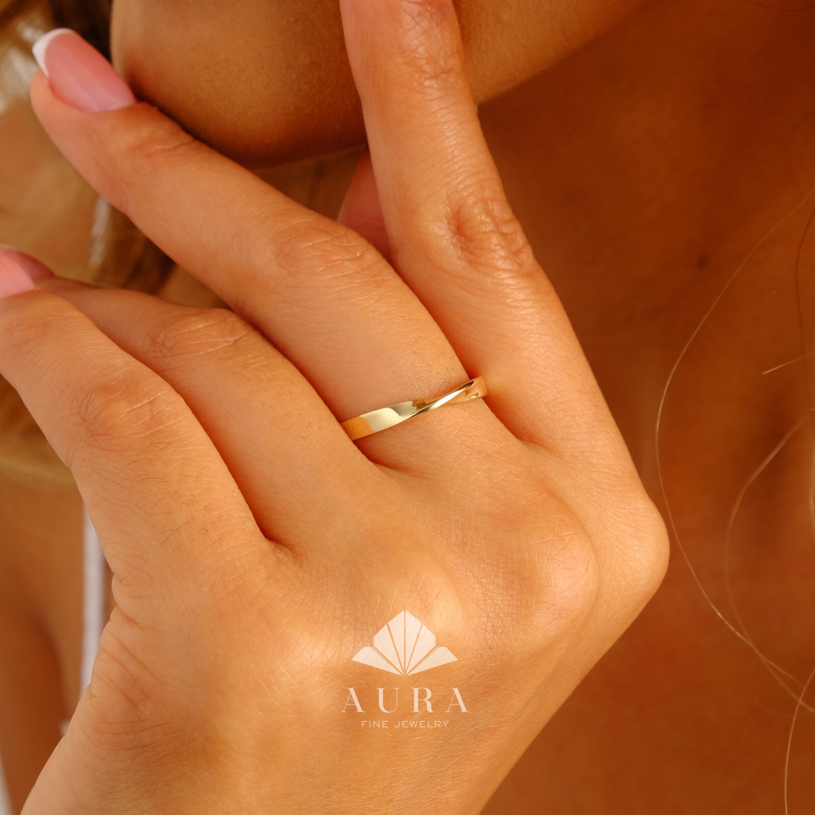 14K Gold Mobius Ring, Mobius Wedding Band, Twist Band Ring, Simple Marriage Band