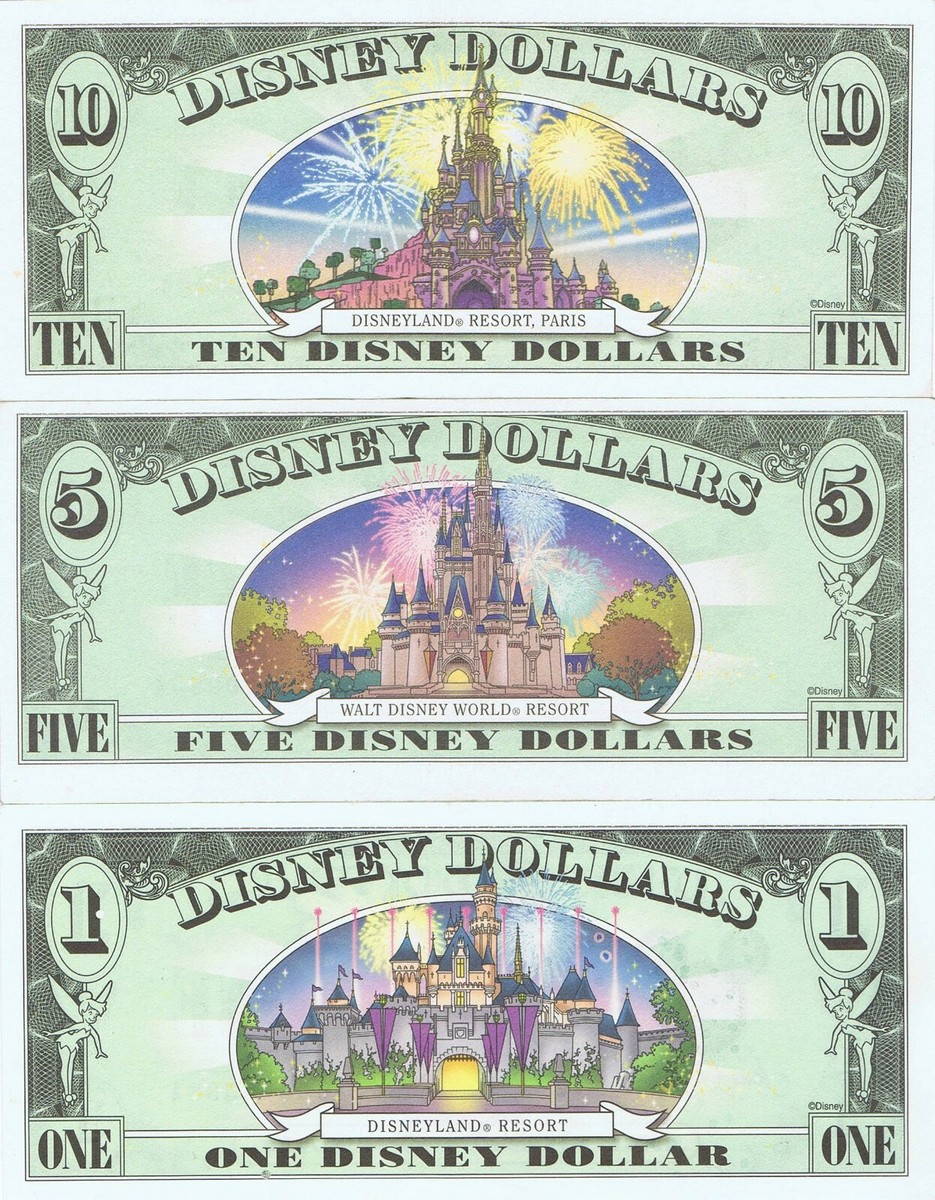 RARE 3 Note Set 2003 A $1 $5 $10 UNC Mickey Donald Goofy