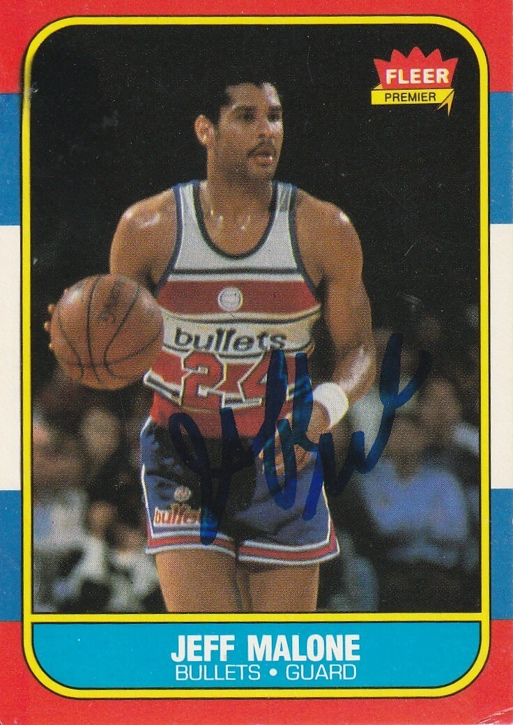 JEFF MALONE WASHINGTON BULLETS SIGNED 1986 FLEER CARD 67 eBay