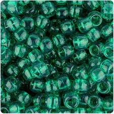 BeadTin Emerald Transparent 9mm Barrel Pony Beads 500pcs
