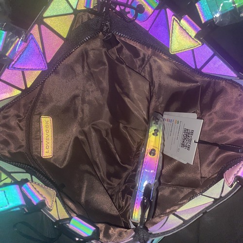 Cartera y billetera geométrica luminosa para mujer carteras reflectantes holográficas cruz - Imagen 6 de 7